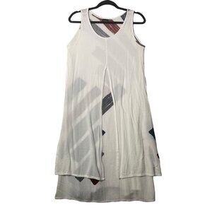 Animale by Jacques Ruc Linen Dress Women Sz Medium Geometric Sleeveless Summer